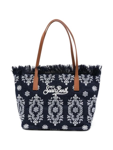 MC2 Saint Barth embroidered-logo fringed shoulder bag - Blue - zdjęcie produktu nr 1