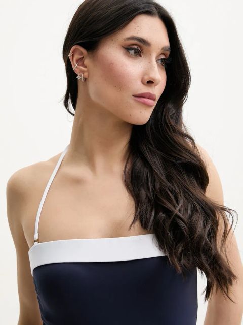 Lauren Ralph Lauren jednoczęściowy strój kąpielowy kolor granatowy lekko usztywniona miseczka 20410201