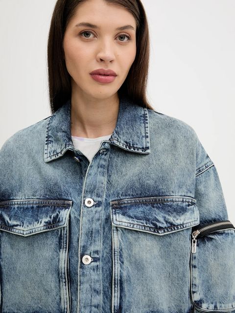 Karl Lagerfeld Jeans kurtka jeansowa kolor niebieski przejściowa oversize A3W14011