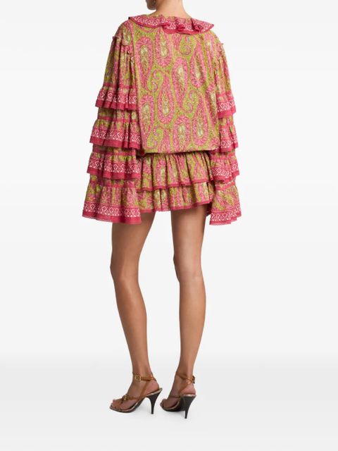 ETRO ruffled paisley-print mini dress - Pink