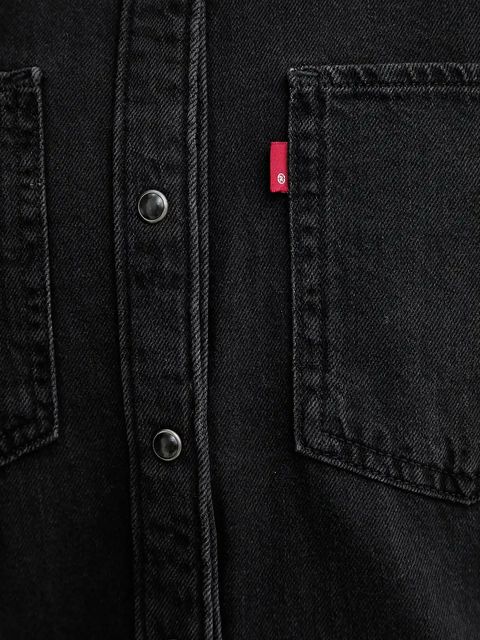 Levi's koszula jeansowa damska kolor czarny relaxed z kołnierzykiem klasycznym A7244