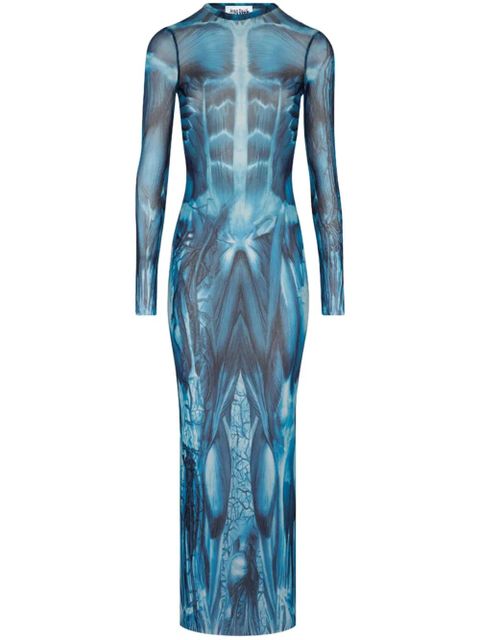 Jean Paul Gaultier Écorché-print dress - Blue - zdjęcie produktu nr 1