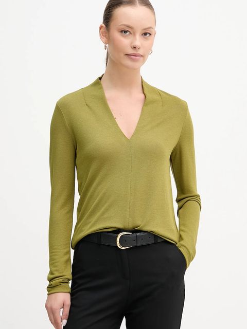 United Colors of Benetton bluzka damska kolor zielony gładka 31NLD401X - zdjęcie produktu nr 1