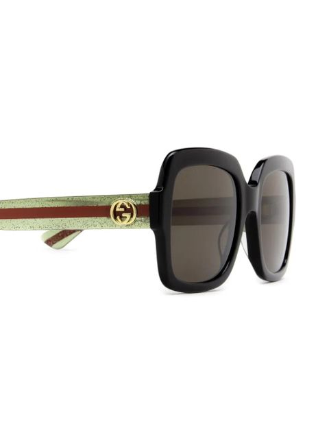 Gucci Eyewear Web-stripe square-frame sunglasses - Black