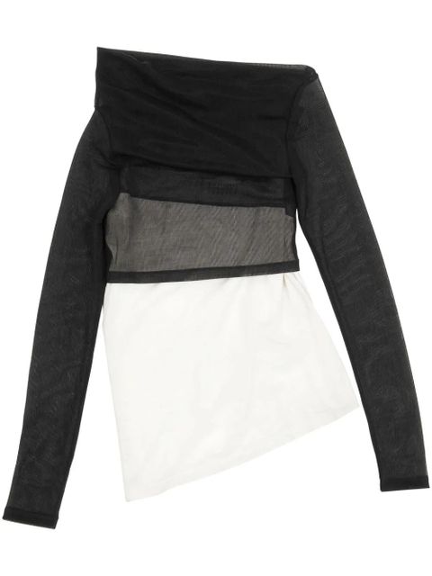 MM6 Maison Margiela semi-sheer asymmetric top - Black - zdjęcie produktu nr 1