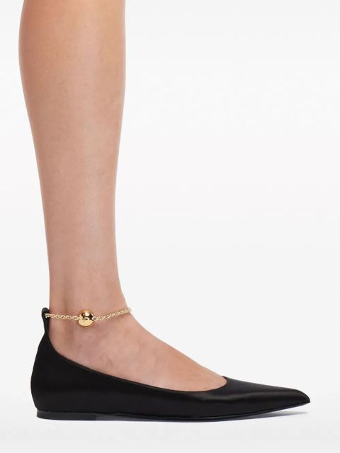 Ferragamo cable-link chain leather ballerina shoes - Black