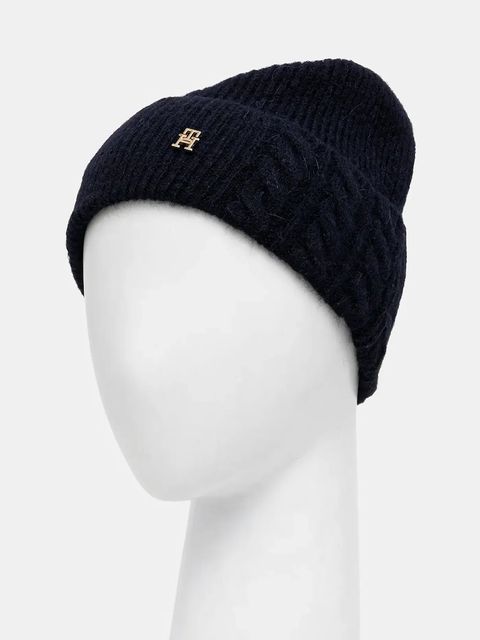 Tommy Hilfiger czapka z dodatkiem wełny kolor granatowy AW0AW17784 - zdjęcie produktu nr 2