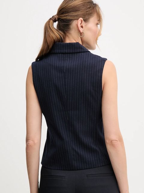 United Colors of Benetton kamizelka kolor granatowy dwurzędowa 2X8MDJ00O