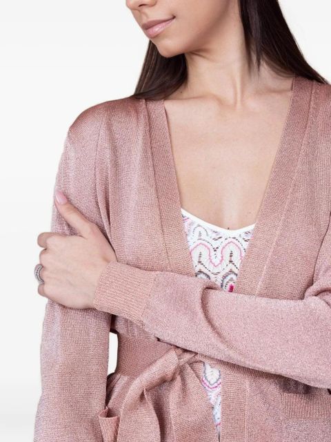 Missoni belted metallic-knit cardigan - Pink