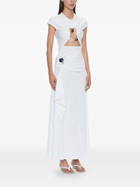 Christopher Esber Hiero Crystal capped-design cut-out T-shirt - White