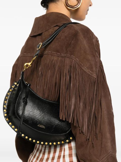 ISABEL MARANT Oskan lizard-effect studded shoulder bag - Black - zdjęcie produktu nr 2