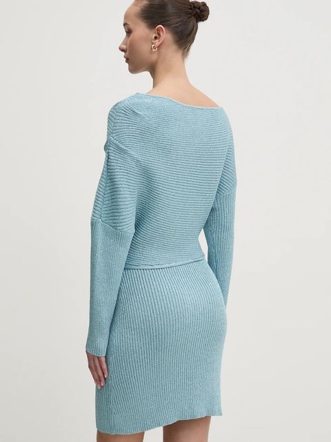 Never Fully Dressed sukienka kolor niebieski mini dopasowana NFDKN606