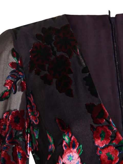 ETRO floral-velvet maxi dress - Blue