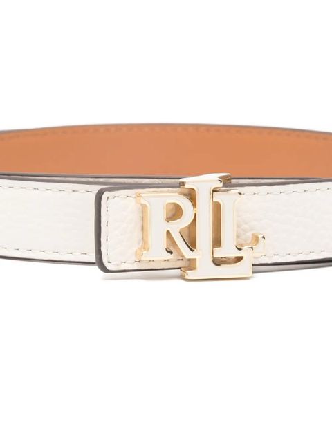 Lauren Ralph Lauren logo-buckle leather belt - White