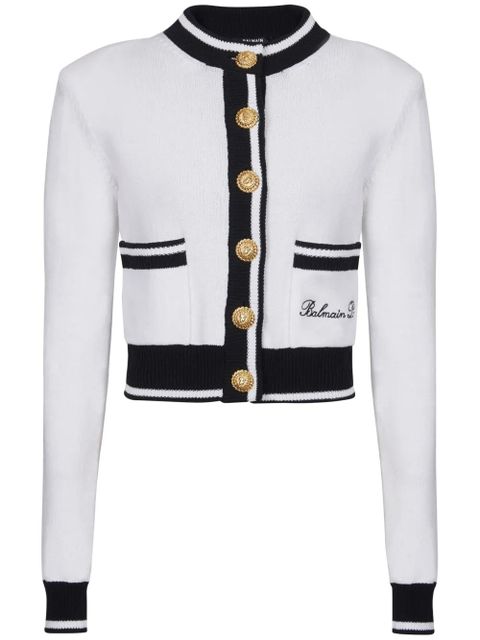 Balmain Balmain Signature logo-embroidered cardigan - White