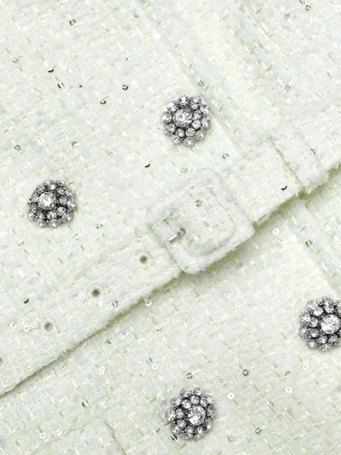 Self-Portrait button belted boucle midi dress - Green