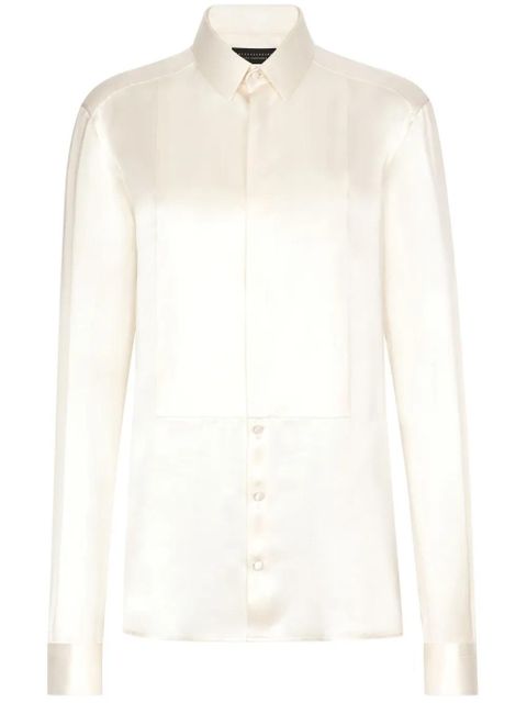Dolce & Gabbana bib-detailed silk shirt - White - zdjęcie produktu nr 1