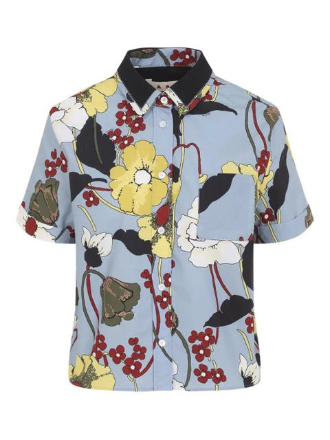 Marni floral pocket cotton shirt - Blue - zdjęcie produktu nr 1