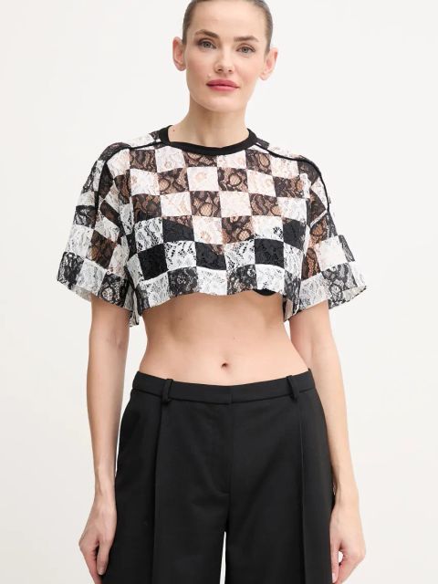 Pinko bluzka damska kolor czarny wzorzysta 105294 A2MF