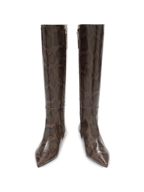 Aeyde Sabrina snake-print pointed boots - Brown