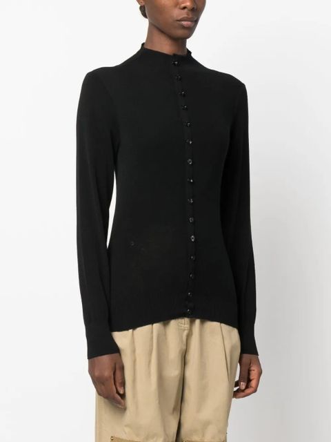 LEMAIRE high-neck wool cardigan - Black