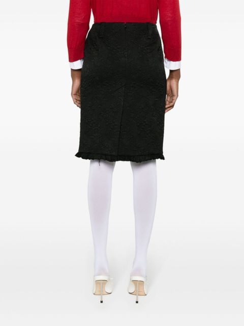 Miu Miu floral-matelassé pencil skirt - Black