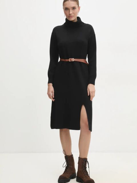 Answear.LAB sukienka kolor czarny midi prosta