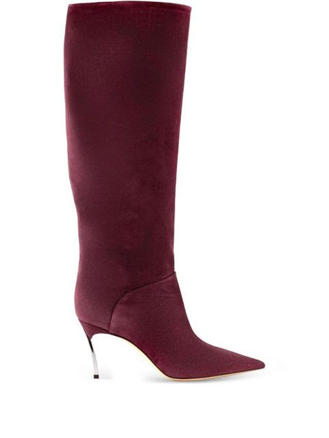 Casadei 80mm pointed-toe suede boots - Red - zdjęcie produktu nr 1