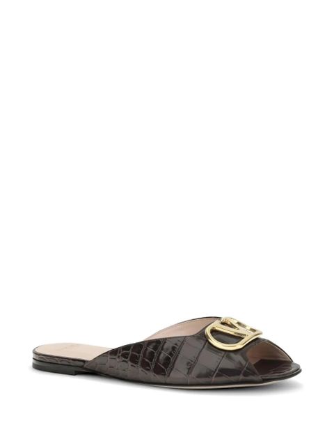 Valentino Garavani VLogo Signature croc-effect leather sandals - Brown - zdjęcie produktu nr 2