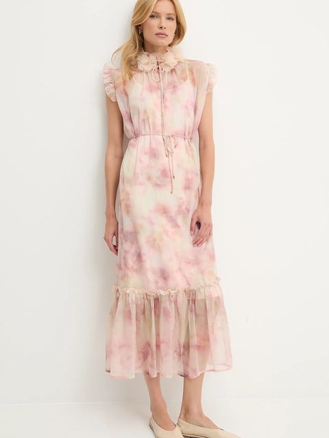 Answear.LAB sukienka kolor beżowy maxi prosta - zdjęcie produktu nr 1