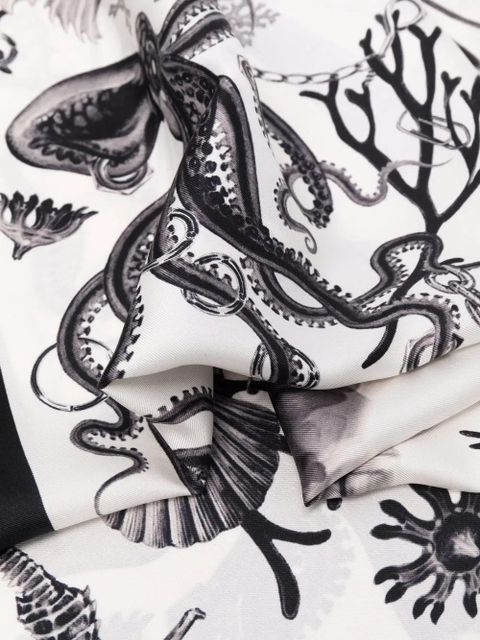 Alexander McQueen sea life-print silk scarf - White