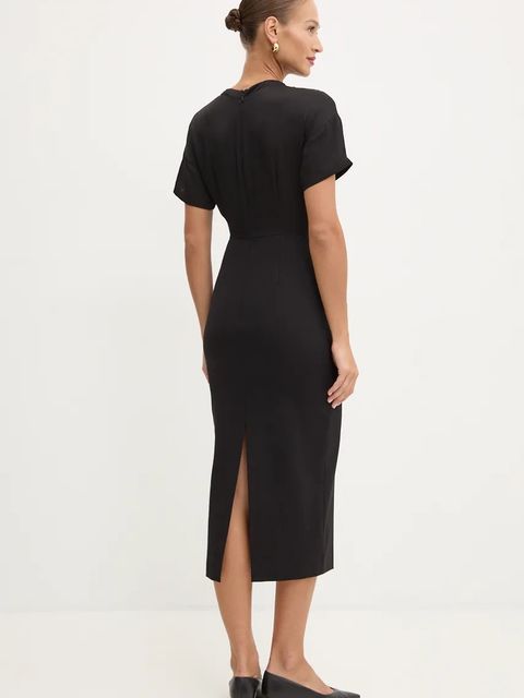 Twinset sukienka kolor czarny midi prosta 242TP2402