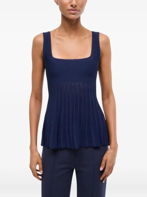 STAUD square-neck pleated top - Blue - zdjęcie produktu nr 2