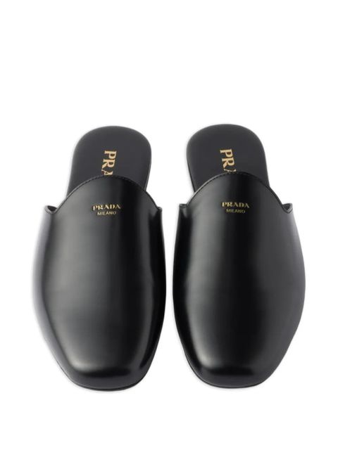 Prada embossed-logo leather mules - Black - zdjęcie produktu nr 2