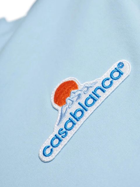 Casablanca Montagne contrasting-trim cropped T-shirt - Blue