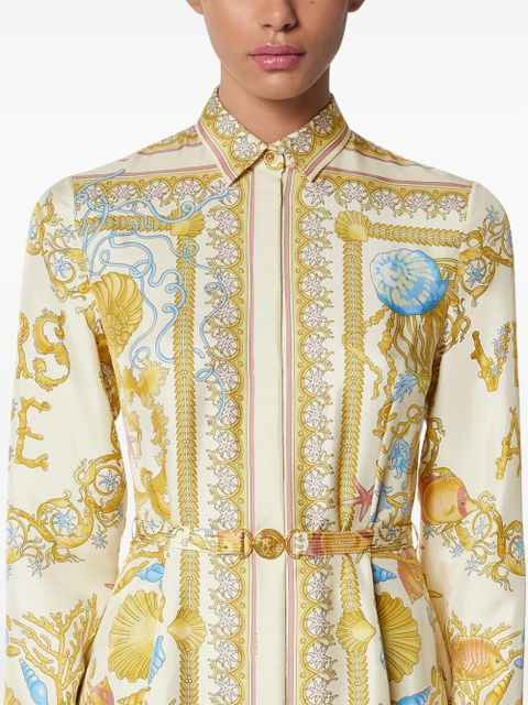 Versace Underwater Barocco silk midi shirt dress - Gold - zdjęcie produktu nr 2