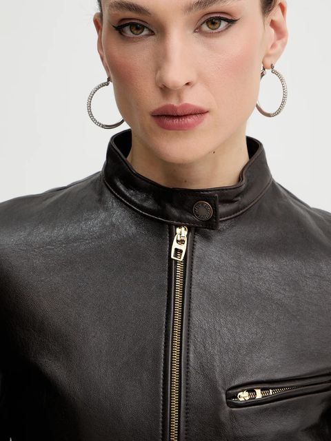 Miss Sixty kurtka skórzana kolor brązowy przejściowa 6S3LJ58000