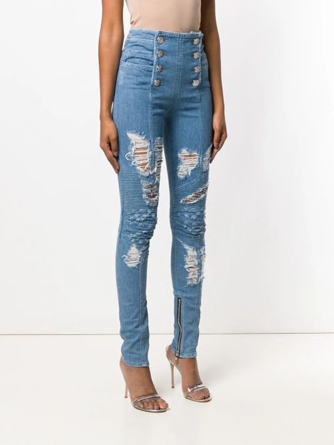 Balmain button-front skinny jeans - Blue