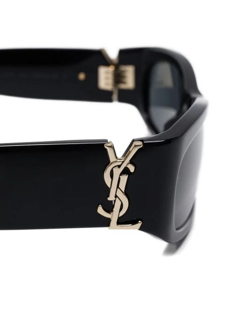 Saint Laurent Eyewear logo rectangular sunglasses - Black