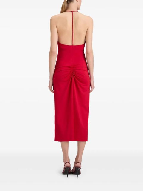 Victoria Beckham V-neck ruched midi dress - Red