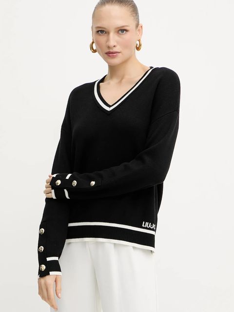 Liu Jo sweter z domieszką jedwabiu damski kolor czarny TF5229.MS59L - zdjęcie produktu nr 1