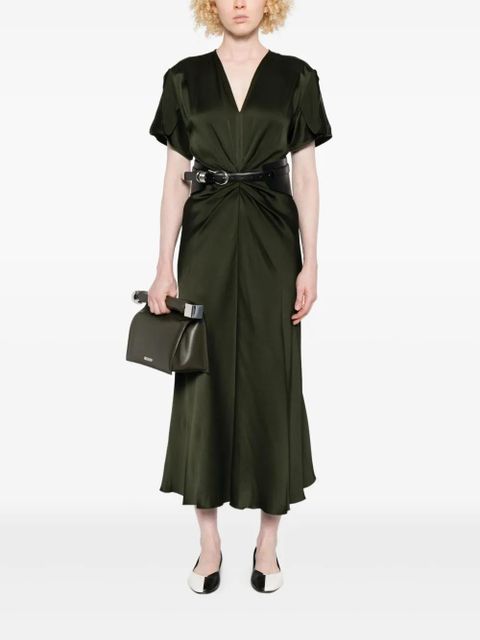 Victoria Beckham twisted V-neck midi dress - Green - zdjęcie produktu nr 2