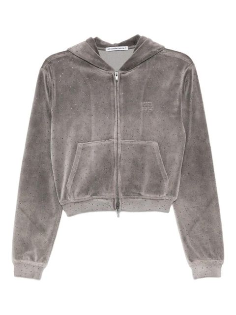 Alexander Wang crystal-embellished zipped hoodie - Grey - zdjęcie produktu nr 1