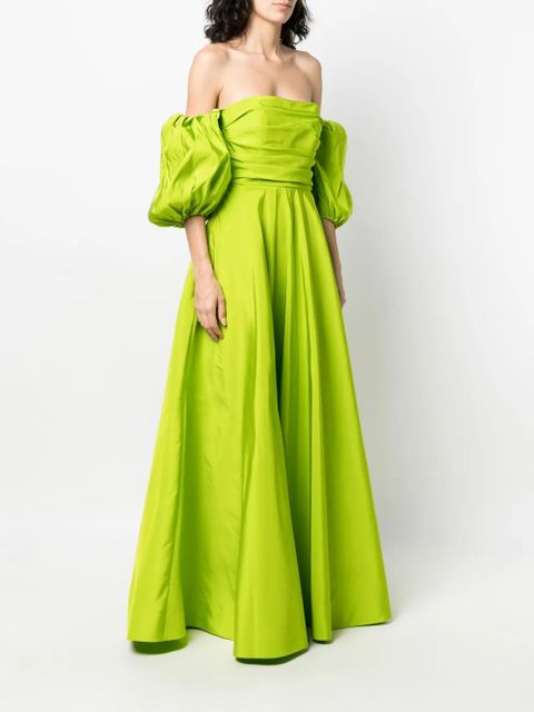 Valentino Garavani off-shoulder floor-lentgh dress - Green