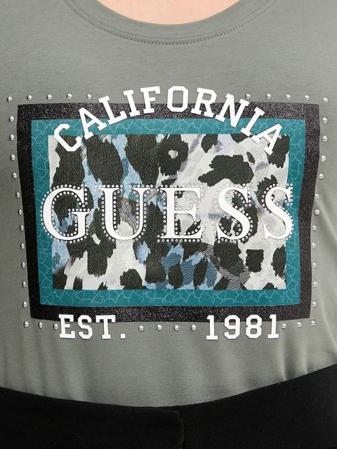 Guess t-shirt ANIMALIER damski kolor zielony W5YI27 J1314