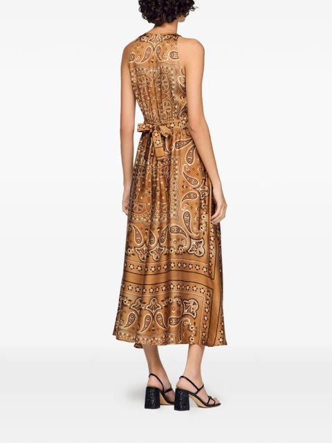 SANDRO bandana-print maxi dress - Brown