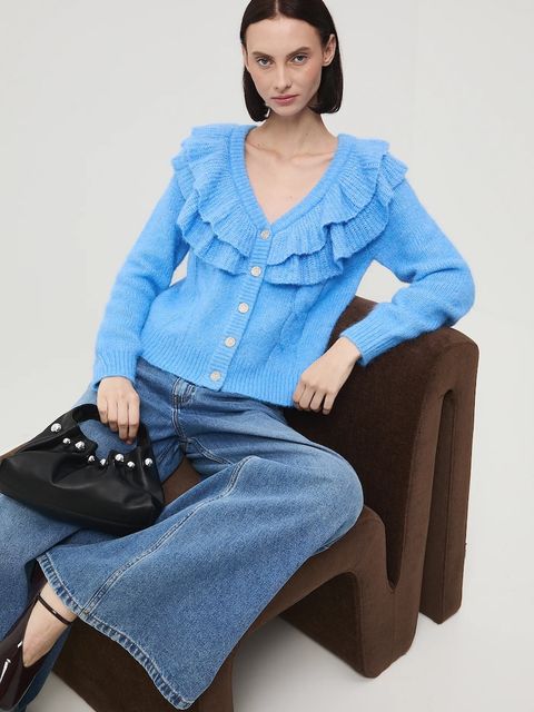 Medicine kardigan damski kolor niebieski ciepły - zdjęcie produktu nr 1