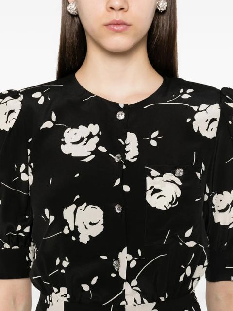 Alessandra Rich rose-print mini dress - Black - zdjęcie produktu nr 2