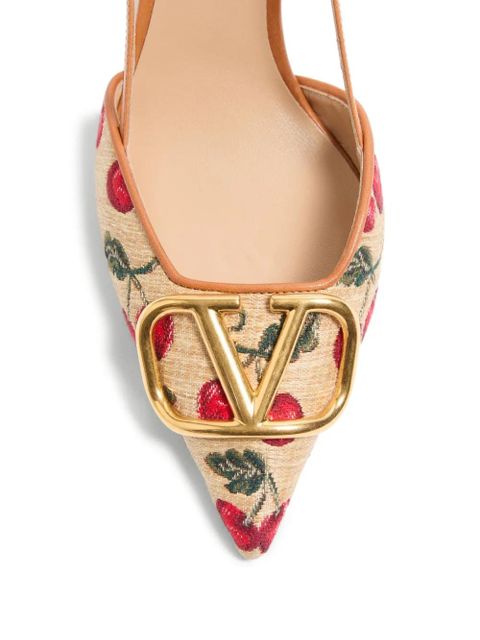 Valentino Garavani 80mm VLogo Signature cherryfic-print pumps - Neutrals