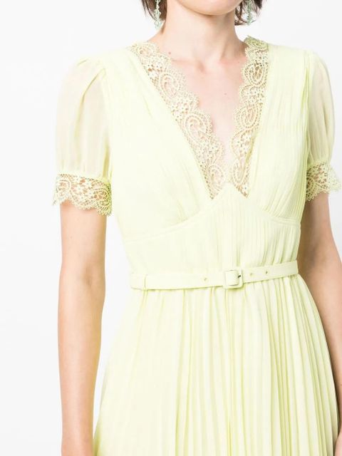 Self-Portrait floral-lace detail midi dress - Green